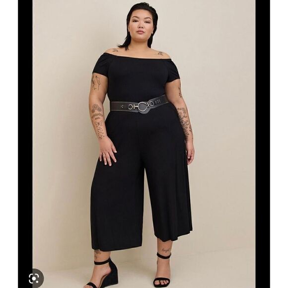 Torrid super soft off the shoulder black Jumpsuit - Picture 1 of 5